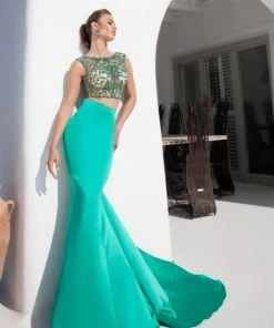 Tarik Ediz - Two-Piece Bateau Neck Gown 92643 Formal Gowns