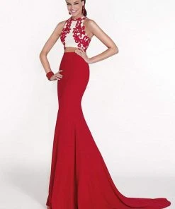 Formal Gowns Tarik Ediz - Two-Piece Halter Neck Gown 92562