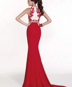 Formal Gowns Tarik Ediz - Two-Piece Halter Neck Gown 92562
