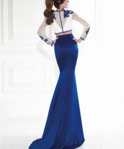 Formal Gowns Tarik Ediz - Two-Piece Lace V-Neck Long Gown 92575 6 Formal Gowns Tarik Ediz - Two-Piece Lace V-Neck Long Gown 92575