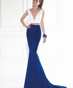 Formal Gowns Tarik Ediz - Two-Piece Lace V-Neck Long Gown 92575 7 Formal Gowns Tarik Ediz - Two-Piece Lace V-Neck Long Gown 92575