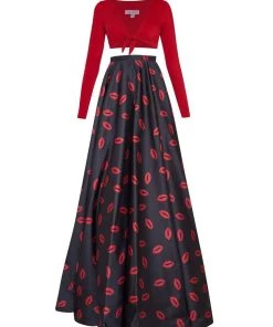 Tarik Ediz - Two-Piece Print V-Neck Dress 50111 Formal Gowns 23 Tarik Ediz - Two-Piece Print V-Neck Dress 50111 Formal Gowns