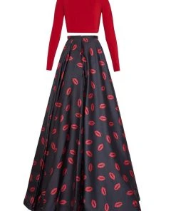 Tarik Ediz - Two-Piece Print V-Neck Dress 50111 Formal Gowns 25 Tarik Ediz - Two-Piece Print V-Neck Dress 50111 Formal Gowns