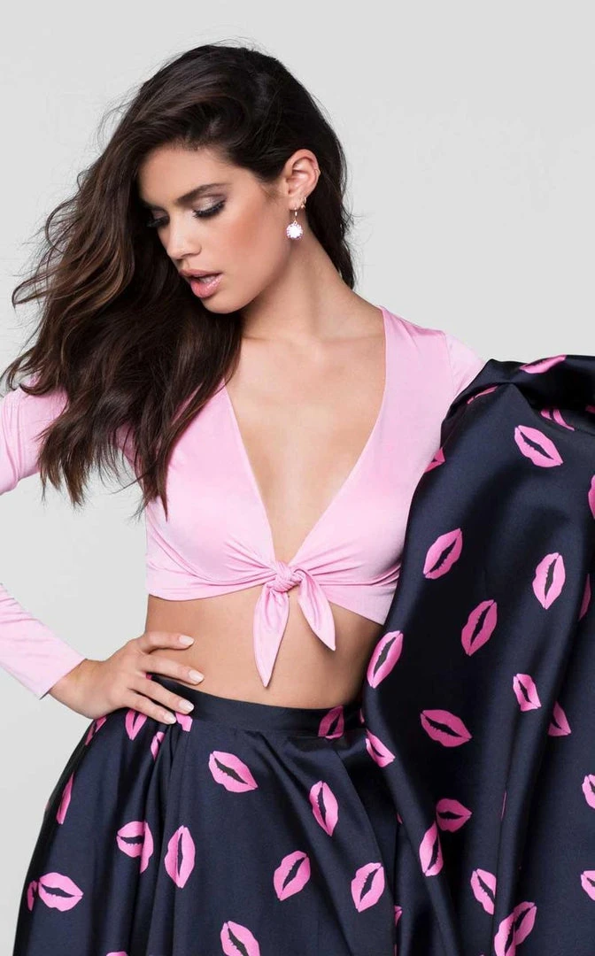 Tarik Ediz - Two-Piece Print V-Neck Dress 50111 Formal Gowns 6 Tarik Ediz - Two-Piece Print V-Neck Dress 50111 Formal Gowns