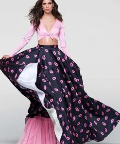 Tarik Ediz - Two-Piece Print V-Neck Dress 50111 Formal Gowns 15 Tarik Ediz - Two-Piece Print V-Neck Dress 50111 Formal Gowns