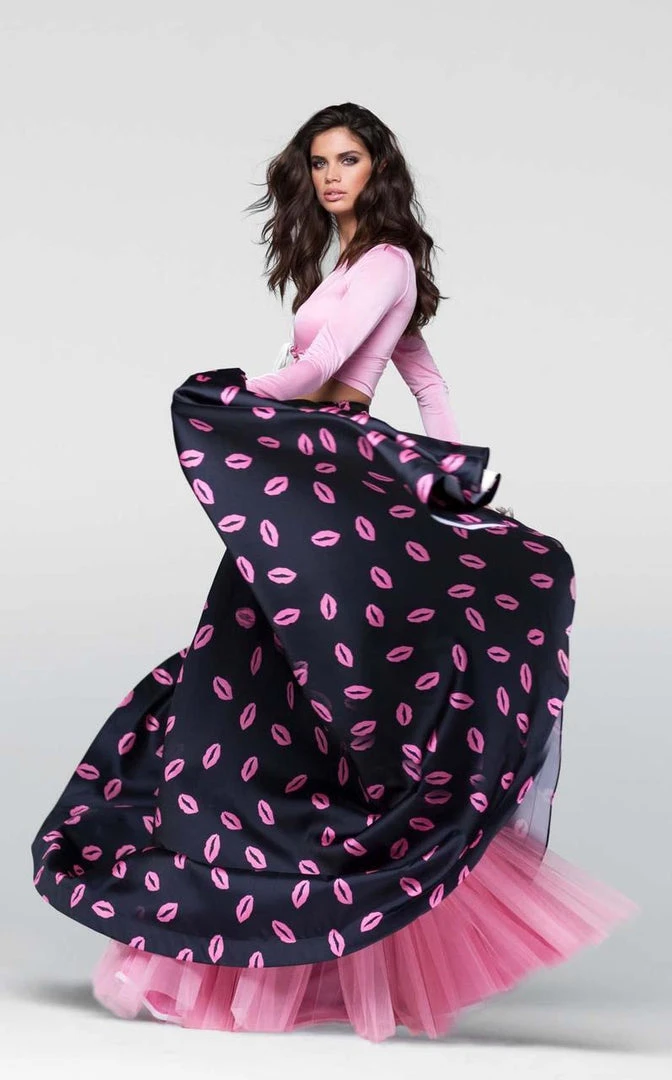 Tarik Ediz - Two-Piece Print V-Neck Dress 50111 Formal Gowns 5 Tarik Ediz - Two-Piece Print V-Neck Dress 50111 Formal Gowns