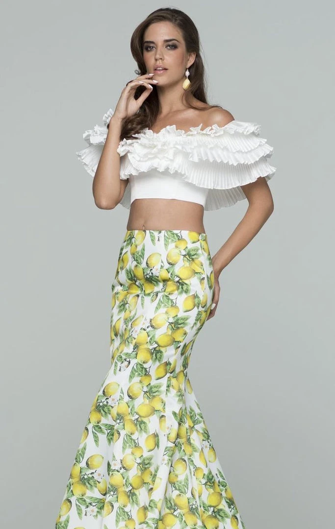 Tarik Ediz - Two Piece Ruffled Long Dress 50079 Formal Gowns 4 Tarik Ediz - Two Piece Ruffled Long Dress 50079 Formal Gowns