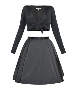 Cocktail Dresses Tarik Ediz - Two-Piece V-Neck A-line Dress 50005