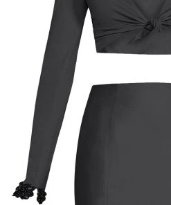 Formal Gowns Tarik Ediz - Two Piece V-Neck Mermaid Dress 50031