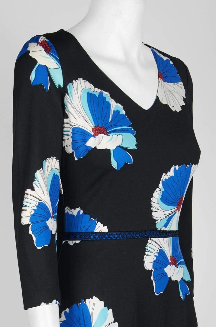 Taylor - 1180M Quarter Length Sleeved Floral Printed Crepe Dress 7 Taylor - 1180M Quarter Length Sleeved Floral Printed Crepe Dress