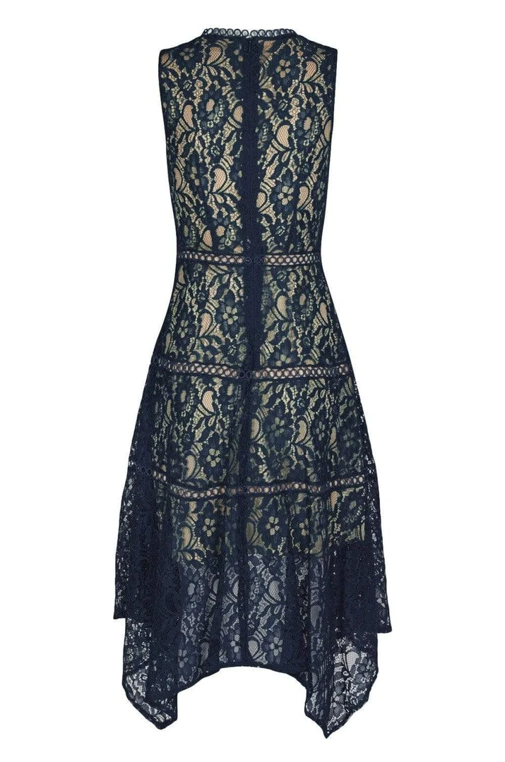 Cocktail Dresses Taylor - 1219M Sleeveless Floral Lace Handkerchief Hem Dress 5 Cocktail Dresses Taylor - 1219M Sleeveless Floral Lace Handkerchief Hem Dress