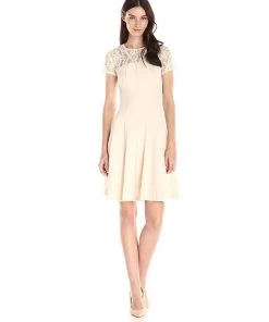 Cocktail Dresses Taylor - 7001M Short Sleeve Lace Flutter Dress