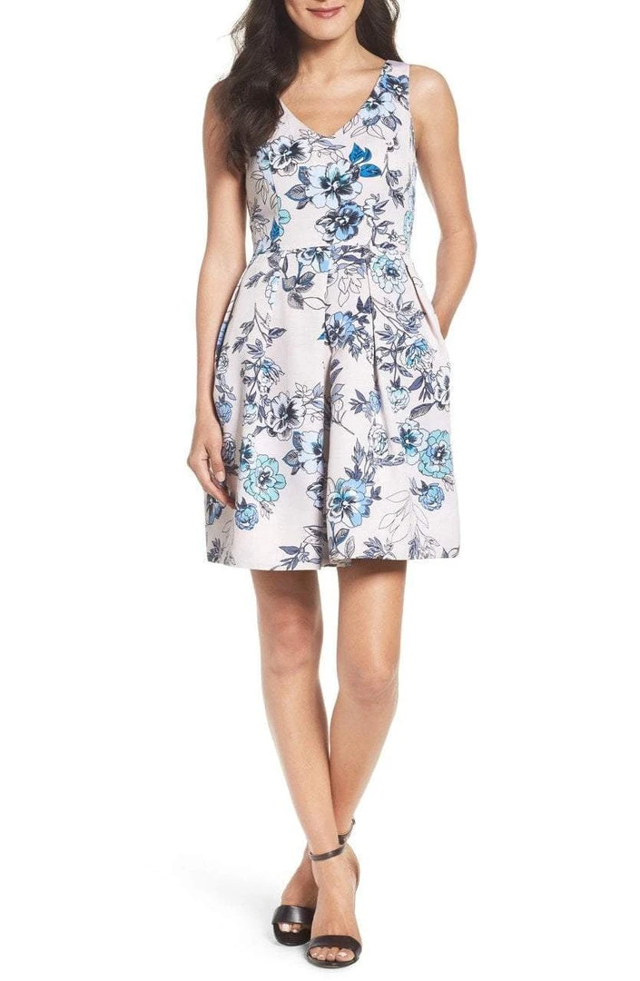 Cocktail Dresses Taylor - 8821M Sleeveless Floral Twill Dress 3 Cocktail Dresses Taylor - 8821M Sleeveless Floral Twill Dress