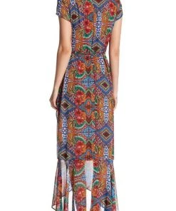 Taylor - 9045MJ Abstract Chiffon Wrap Dress 6 Taylor - 9045MJ Abstract Chiffon Wrap Dress