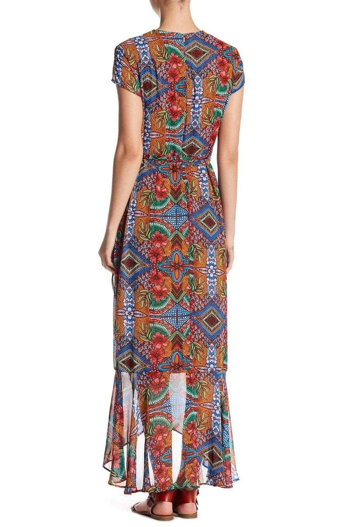 Taylor - 9045MJ Abstract Chiffon Wrap Dress 4 Taylor - 9045MJ Abstract Chiffon Wrap Dress