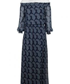 Taylor - 9604M Off Shoulder Printed Chiffon Maxi Dress Formal Gowns