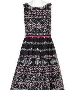 Cocktail Dresses Taylor - 9722M Sleeveless Piped Multi-Print A-Line Dress