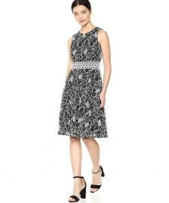 Taylor - 9777M Sleeveless Floral Print Lace Waist Dress
