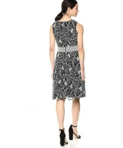 Taylor - 9777M Sleeveless Floral Print Lace Waist Dress