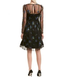 Cocktail Dresses Taylor - 9862M Knee Length Puff Sleeve Illusion Embroidered Dress 6 Cocktail Dresses Taylor - 9862M Knee Length Puff Sleeve Illusion Embroidered Dress