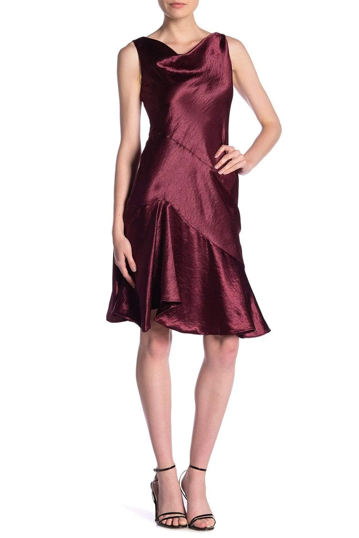 Taylor - 9973M Cowl Neck Satin Asymmetrical Hemmed Dress 3 Taylor - 9973M Cowl Neck Satin Asymmetrical Hemmed Dress