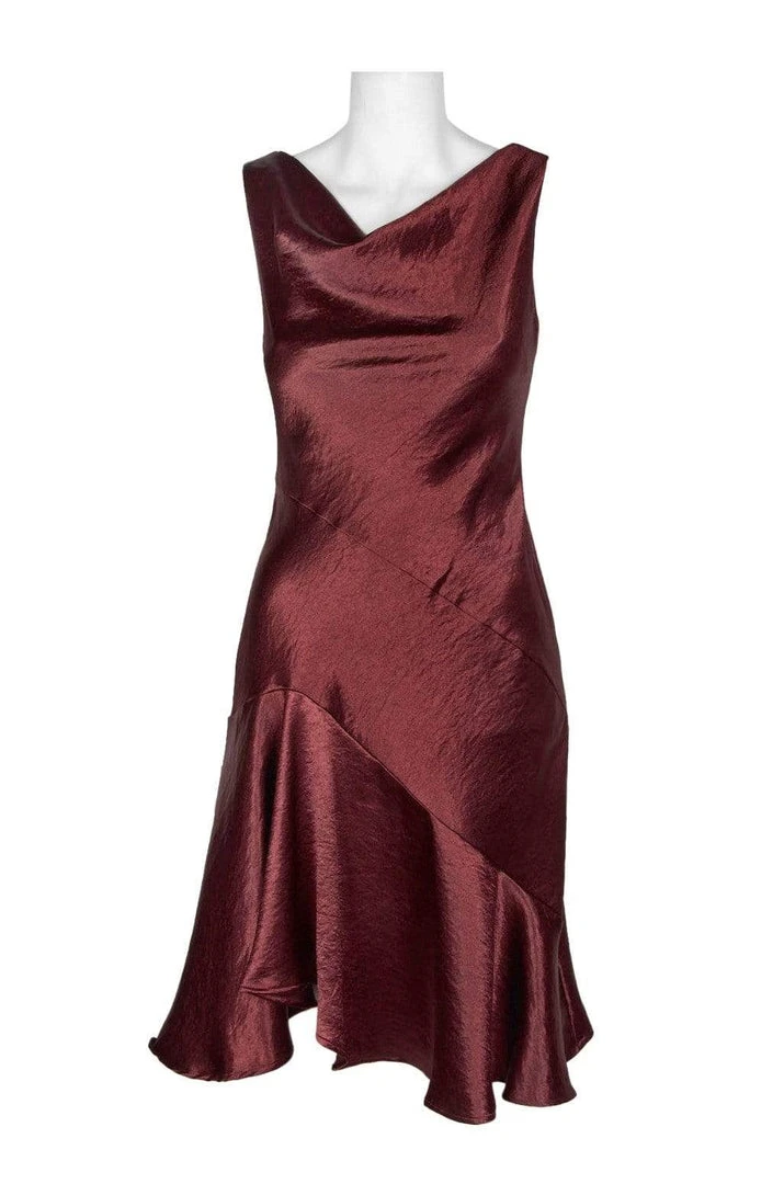 Taylor - 9973M Cowl Neck Satin Asymmetrical Hemmed Dress 5 Taylor - 9973M Cowl Neck Satin Asymmetrical Hemmed Dress
