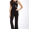 Taylor - Floral Lace Insert Crepe Flare Jumpsuit 5240M