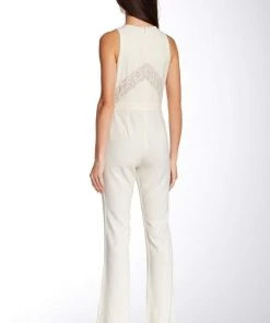 Taylor - Floral Lace Insert Crepe Flare Jumpsuit 5240M