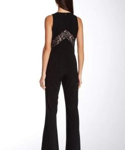 Taylor - Floral Lace Insert Crepe Flare Jumpsuit 5240M