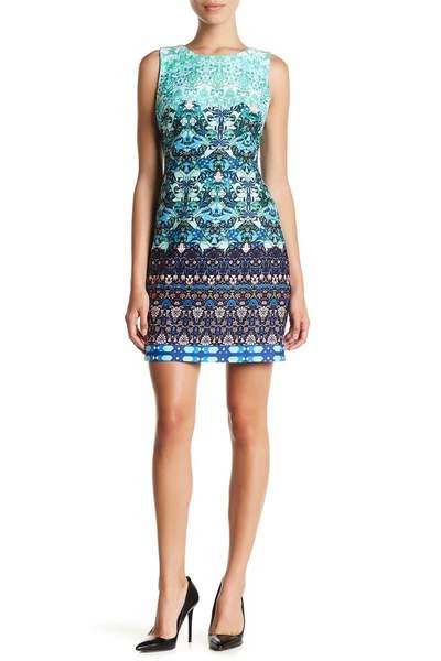 Taylor - Multi-Print Scuba Dress 9173MJ - 1 Pc Turq Multi In Size 8 Available 3 Taylor - Multi-Print Scuba Dress 9173MJ - 1 Pc Turq Multi In Size 8 Available