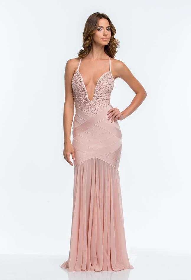 Terani Couture - 151P0145A Pearl Embellished Bandage Gown 3 Terani Couture - 151P0145A Pearl Embellished Bandage Gown
