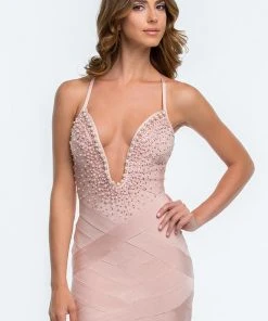Terani Couture - 151P0145A Pearl Embellished Bandage Gown 8 Terani Couture - 151P0145A Pearl Embellished Bandage Gown