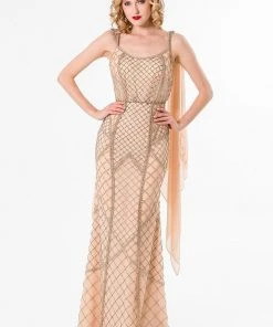 Formal Gowns Terani Couture - 1522GL0823A Beaded Scoop Neck Sheath Dress