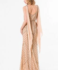 Formal Gowns Terani Couture - 1522GL0823A Beaded Scoop Neck Sheath Dress