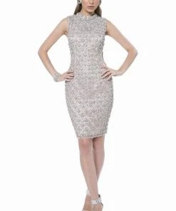 Terani Couture - 1611C0045A Beaded High Neck Sheath Dress Cocktail Dresses