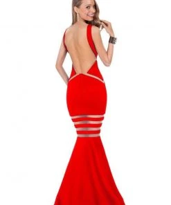 Formal Gowns Terani Couture - 1611P0201A Striped Illusion Trumpet Evening Dress