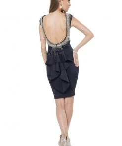 Cocktail Dresses Terani Couture - 1612C0055A Bejeweled Bateau Sheath Dress