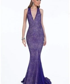 Terani Couture - 1612E0287A Embellished Halter Trumpet Dress Formal Gowns