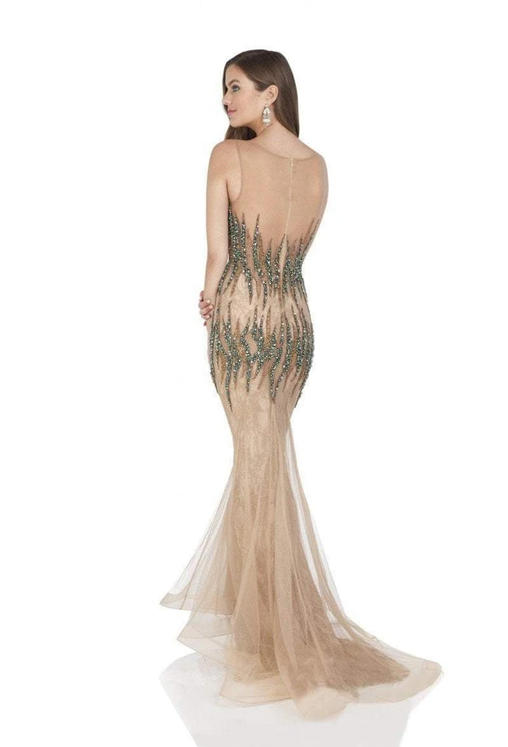 Terani Couture - 1612GL0511A Bedazzled Illusion Bateau Trumpet Dress Formal Gowns 4 Terani Couture - 1612GL0511A Bedazzled Illusion Bateau Trumpet Dress Formal Gowns