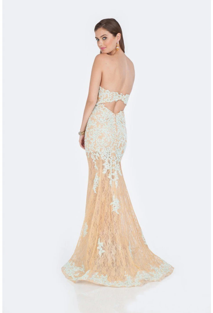 Terani Couture - 1612P0815A Floral Lace Sweetheart Sheath Dress Formal Gowns 4 Terani Couture - 1612P0815A Floral Lace Sweetheart Sheath Dress Formal Gowns