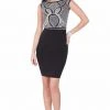Cocktail Dresses Terani Couture - 1623C1381 Beaded Bateau Neck Cap Sleeves Short Dress