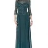 Terani Couture - 1623M1860 Quarter Sleeve Shimmering Long Gown - 1 Pc Hunter Green In Size 10 Available 2 Terani Couture - 1623M1860 Quarter Sleeve Shimmering Long Gown - 1 Pc Hunter Green In Size 10 Available