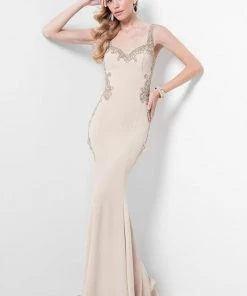 Terani Couture 1712E3268 Ornate Paneled Mermaid Gown - 1 Pc Champagne In Size 4 Available Formal Gowns