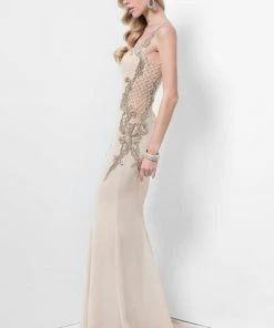 Terani Couture 1712E3268 Ornate Paneled Mermaid Gown - 1 Pc Champagne In Size 4 Available Formal Gowns