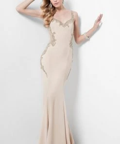 Terani Couture 1712E3268 Ornate Paneled Mermaid Gown - 1 Pc Champagne In Size 4 Available Formal Gowns