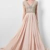 Formal Gowns Terani Couture 1712M3429 Cap Sleeve Crystal Overlaid Chiffon Gown