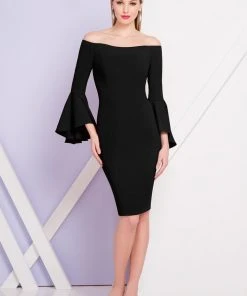 Terani Couture - 1721C4005 Flounce Sleeved Off-Shoulder Dress Cocktail Dresses