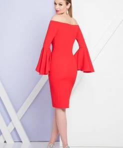 Terani Couture - 1721C4005 Flounce Sleeved Off-Shoulder Dress Cocktail Dresses
