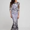 Formal Gowns Terani Couture - 1723M4634 Sheer Quarter Sleeve Floral Evening Dress 1 Formal Gowns Terani Couture - 1723M4634 Sheer Quarter Sleeve Floral Evening Dress