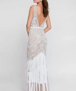 Terani Couture - 1811GL6472 Embellished Fringed Evening Dress